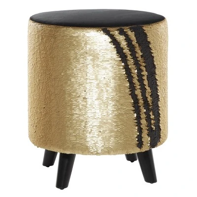 Stool, Cylinder Polyester Sequin Silver - Olivia & May 11 Stool, Cylinder Polyester Sequin Silver - Olivia & May - Image 9