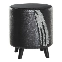 Stool, Cylinder Polyester Sequin Silver - Olivia & May 21 Stool, Cylinder Polyester Sequin Silver - Olivia & May -Garden Haven Store unnamed file 1631