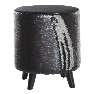 Stool, Cylinder Polyester Sequin Silver - Olivia & May 12 Stool, Cylinder Polyester Sequin Silver - Olivia & May - Image 10