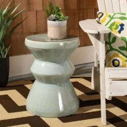 Larsa Garden Stool - Light Blue - Safavieh