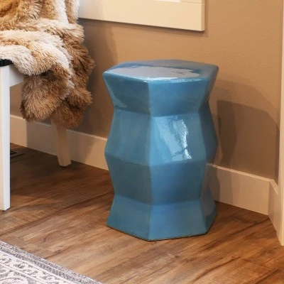 Sunnydaze Decor Sunnydaze Moderno Geometric Ceramic Decorative Garden Stool - 17.25" - Moonstone 3 Sunnydaze Decor Sunnydaze Moderno Geometric Ceramic Decorative Garden Stool - 17.25" - Moonstone