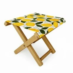 Avenie Mediterranean Summer Lemons Folding Stool - Deny Designs