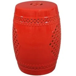 Sunnydaze Decor Sunnydaze Marrakesh Lattice Ceramic Decorative Garden Stool - 17.75" - Red -Garden Haven Store unnamed file 1711
