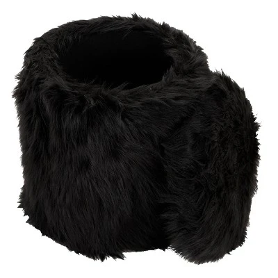 Olivia & May Storage Stool, Faux Fur Black - Olivia & May 3 Olivia & May Storage Stool, Faux Fur Black - Olivia & May