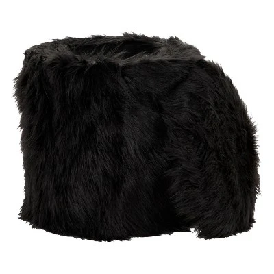 Olivia & May Storage Stool, Faux Fur Black - Olivia & May 4 Olivia & May Storage Stool, Faux Fur Black - Olivia & May - Image 2
