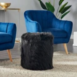 Olivia & May Storage Stool, Faux Fur Black - Olivia & May 8 Olivia & May Storage Stool, Faux Fur Black - Olivia & May -Garden Haven Store unnamed file 1714