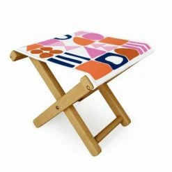 June Journal Sweet Whimsy Shapes Pattern Folding Stool - Deny Designs