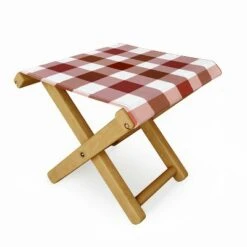 Lisa Argyropoulos Harvest Plaid Terracotta Folding Stool - Deny Designs