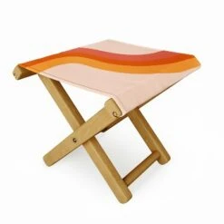 Doodle by Meg Retro Rainbow Stripes Folding Stool - Deny Designs