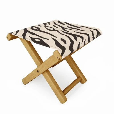Avenie White Tiger Stripes Folding Stool - Deny Designs 3 Avenie White Tiger Stripes Folding Stool - Deny Designs