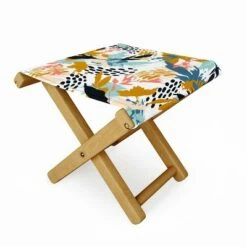 Marta Barragan Camarasa Botanical Brushstrokes Folding Stool - Deny Designs