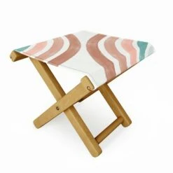 Emanuela Carratoni Double Retro Rainbows Folding Stool - Deny Designs