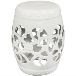 Sunnydaze Decor Sunnydaze Knotted Quatrefoil Decorative Ceramic Garden Stool - 18" - White -Garden Haven Store unnamed file 1812