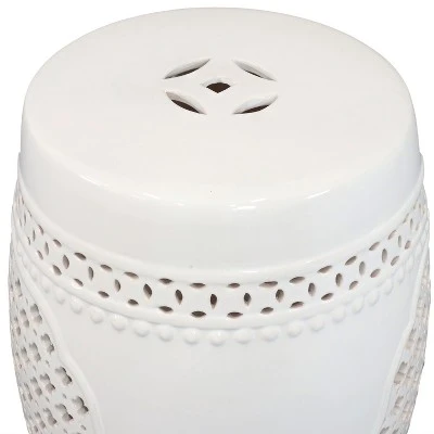 Sunnydaze Decor Sunnydaze Marrakesh Lattice Ceramic Decorative Garden Stool - 17.75" - White 4 Sunnydaze Decor Sunnydaze Marrakesh Lattice Ceramic Decorative Garden Stool - 17.75" - White - Image 2
