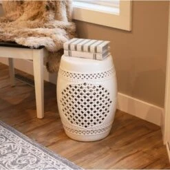 Sunnydaze Decor Sunnydaze Marrakesh Lattice Ceramic Decorative Garden Stool - 17.75" - White 14 Sunnydaze Decor Sunnydaze Marrakesh Lattice Ceramic Decorative Garden Stool - 17.75" - White -Garden Haven Store unnamed file 1818