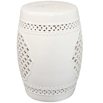 Sunnydaze Decor Sunnydaze Marrakesh Lattice Ceramic Decorative Garden Stool - 17.75" - White 9 Sunnydaze Decor Sunnydaze Marrakesh Lattice Ceramic Decorative Garden Stool - 17.75" - White - Image 7
