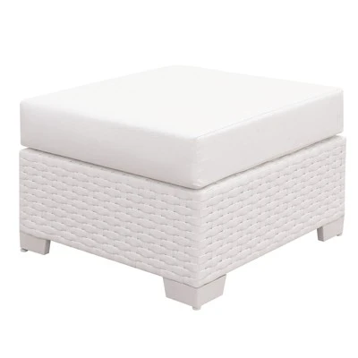Arthur Modern Rattan Patio Small Ottoman in White - Furniture of America 6 Arthur Modern Rattan Patio Small Ottoman in White - Furniture of America - Image 4