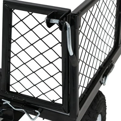 Sunnydaze Decor Sunnydaze Outdoor Lawn and Garden Heavy-Duty Durable Steel Mesh Utility Dump Wagon Cart with Removable Sides - Black 7 Sunnydaze Decor Sunnydaze Outdoor Lawn and Garden Heavy-Duty Durable Steel Mesh Utility Dump Wagon Cart with Removable Sides - Black - Image 5