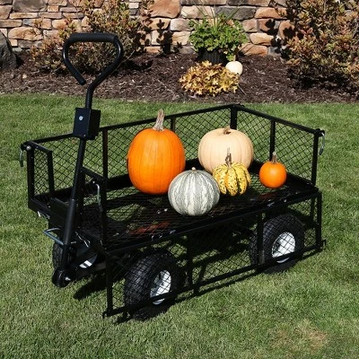 Sunnydaze Decor Sunnydaze Outdoor Lawn and Garden Heavy-Duty Durable Steel Mesh Utility Dump Wagon Cart with Removable Sides - Black 8 Sunnydaze Decor Sunnydaze Outdoor Lawn and Garden Heavy-Duty Durable Steel Mesh Utility Dump Wagon Cart with Removable Sides - Black - Image 6