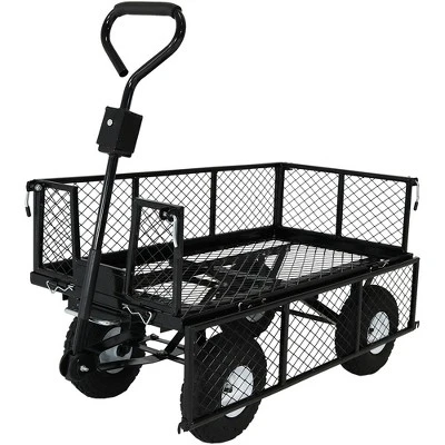 Sunnydaze Decor Sunnydaze Outdoor Lawn and Garden Heavy-Duty Durable Steel Mesh Utility Dump Wagon Cart with Removable Sides - Black 10 Sunnydaze Decor Sunnydaze Outdoor Lawn and Garden Heavy-Duty Durable Steel Mesh Utility Dump Wagon Cart with Removable Sides - Black - Image 8