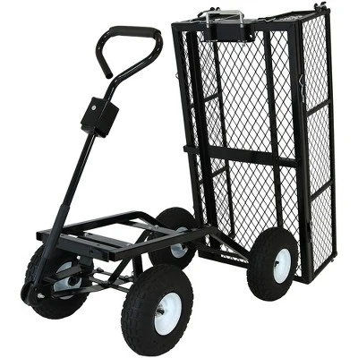 Sunnydaze Decor Sunnydaze Outdoor Lawn and Garden Heavy-Duty Durable Steel Mesh Utility Dump Wagon Cart with Removable Sides - Black 11 Sunnydaze Decor Sunnydaze Outdoor Lawn and Garden Heavy-Duty Durable Steel Mesh Utility Dump Wagon Cart with Removable Sides - Black - Image 9
