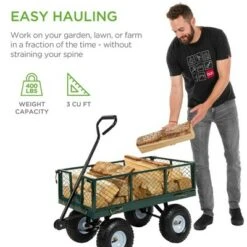 Best Choice Products Heavy-Duty Steel Garden Wagon Lawn Utility Cart w/ 400lb Capacity, Removable Sides, Handle -Garden Haven Store unnamed file 223