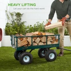 Best Choice Products Heavy-Duty Steel Garden Wagon Lawn Utility Cart w/ 400lb Capacity, Removable Sides, Handle -Garden Haven Store unnamed file 224