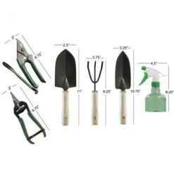 Nature Spring Gardening Tools With 7-Pocket Canvas Tote - Set of 8