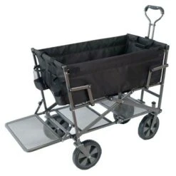 Mac Sports Double Decker Heavy Duty Steel Frame Collapsible Outdoor 150 Pound Capacity Yard Cart Utility Garden Wagon with Lower Storage Shelf, Black -Garden Haven Store unnamed file 325