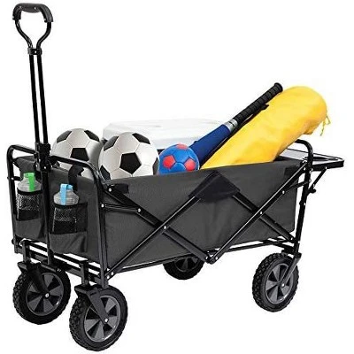 Mac Sports Heavy Duty Steel Frame Collapsible Folding 150 Pound Capacity Outdoor Garden Utility Wagon Yard Cart with Table and Cup Holders, Grey 6 Mac Sports Heavy Duty Steel Frame Collapsible Folding 150 Pound Capacity Outdoor Garden Utility Wagon Yard Cart with Table and Cup Holders, Grey - Image 4