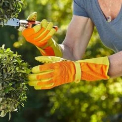 Dig It Handwear Orange Women's Long Cuff Fingertip Protector Gardening and Utility Gloves - S/M -Garden Haven Store unnamed file 506