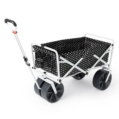Mac Sports Heavy Duty Steel Frame Collapsible Folding 150 Pound Capacity Outdoor Beach Garden Utility Wagon Cart with 4 All Terrain Wheels, Black Dots 3 Mac Sports Heavy Duty Steel Frame Collapsible Folding 150 Pound Capacity Outdoor Beach Garden Utility Wagon Cart with 4 All Terrain Wheels, Black Dots