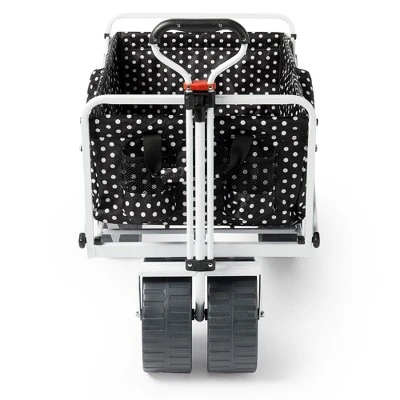 Mac Sports Heavy Duty Steel Frame Collapsible Folding 150 Pound Capacity Outdoor Beach Garden Utility Wagon Cart with 4 All Terrain Wheels, Black Dots 4 Mac Sports Heavy Duty Steel Frame Collapsible Folding 150 Pound Capacity Outdoor Beach Garden Utility Wagon Cart with 4 All Terrain Wheels, Black Dots - Image 2