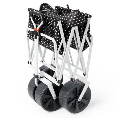 Mac Sports Heavy Duty Steel Frame Collapsible Folding 150 Pound Capacity Outdoor Beach Garden Utility Wagon Cart with 4 All Terrain Wheels, Black Dots 6 Mac Sports Heavy Duty Steel Frame Collapsible Folding 150 Pound Capacity Outdoor Beach Garden Utility Wagon Cart with 4 All Terrain Wheels, Black Dots - Image 4