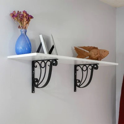 2pk 12" Art Deco Shelf Bracket Black - ACHLA Designs 3 2pk 12" Art Deco Shelf Bracket Black - ACHLA Designs - Image 2