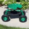 Sunnydaze Decor Sunnydaze Outdoor Lawn and Garden Heavy-Duty Steel Rolling Gardening Cart with Adjustable Height Swivel Chair, Tool Tray, and Basket - Green -Garden Haven Store unnamed file 793