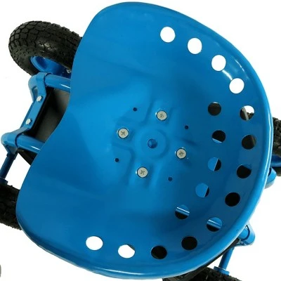 Sunnydaze Decor Sunnydaze Outdoor Lawn and Garden Heavy-Duty Steel Rolling Gardening Cart with Adjustable Height Swivel Chair, Tool Tray, and Basket - Blue 3 Sunnydaze Decor Sunnydaze Outdoor Lawn and Garden Heavy-Duty Steel Rolling Gardening Cart with Adjustable Height Swivel Chair, Tool Tray, and Basket - Blue