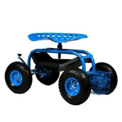 Sunnydaze Decor Sunnydaze Outdoor Lawn and Garden Heavy-Duty Steel Rolling Gardening Cart with Adjustable Height Swivel Chair, Tool Tray, and Basket - Blue 15 Sunnydaze Decor Sunnydaze Outdoor Lawn and Garden Heavy-Duty Steel Rolling Gardening Cart with Adjustable Height Swivel Chair, Tool Tray, and Basket - Blue -Garden Haven Store unnamed file 813