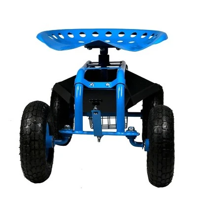 Sunnydaze Decor Sunnydaze Outdoor Lawn and Garden Heavy-Duty Steel Rolling Gardening Cart with Adjustable Height Swivel Chair, Tool Tray, and Basket - Blue 9 Sunnydaze Decor Sunnydaze Outdoor Lawn and Garden Heavy-Duty Steel Rolling Gardening Cart with Adjustable Height Swivel Chair, Tool Tray, and Basket - Blue - Image 7