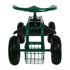 Sunnydaze Decor Sunnydaze Outdoor Lawn and Garden Heavy-Duty Steel Rolling Gardening Cart with Adjustable Height Swivel Chair, Tool Tray, and Basket - Green 17 Sunnydaze Decor Sunnydaze Outdoor Lawn and Garden Heavy-Duty Steel Rolling Gardening Cart with Adjustable Height Swivel Chair, Tool Tray, and Basket - Green -Garden Haven Store unnamed file 822