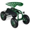 Costway Garden Cart Rolling Work Seat w/ Tool Tray Basket Green -Garden Haven Store unnamed file 833
