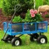 Sunnydaze Decor Sunnydaze Outdoor Lawn and Garden Heavy-Duty Durable Steel Mesh Utility Wagon Cart with Removable Sides - Blue 1 Sunnydaze Decor Sunnydaze Outdoor Lawn and Garden Heavy-Duty Durable Steel Mesh Utility Wagon Cart with Removable Sides - Blue -Garden Haven Store unnamed file 899