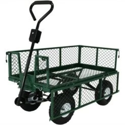 Sunnydaze Decor Sunnydaze Outdoor Lawn and Garden Heavy-Duty Durable Steel Mesh Utility Dump Wagon Cart with Removable Sides - Green -Garden Haven Store unnamed file 915
