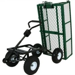 Sunnydaze Decor Sunnydaze Outdoor Lawn and Garden Heavy-Duty Durable Steel Mesh Utility Dump Wagon Cart with Removable Sides - Green -Garden Haven Store unnamed file 917