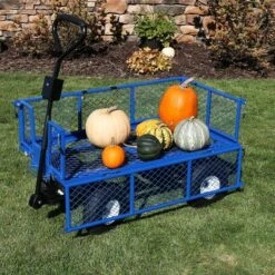 Sunnydaze Decor Sunnydaze Outdoor Lawn and Garden Heavy-Duty Durable Steel Mesh Utility Dump Wagon Cart with Removable Sides - Blue -Garden Haven Store unnamed file 928