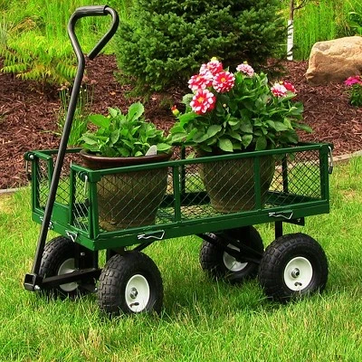 Sunnydaze Decor Sunnydaze Outdoor Lawn and Garden Heavy-Duty Durable Steel Mesh Utility Wagon Cart with Removable Sides - Green 3 Sunnydaze Decor Sunnydaze Outdoor Lawn and Garden Heavy-Duty Durable Steel Mesh Utility Wagon Cart with Removable Sides - Green