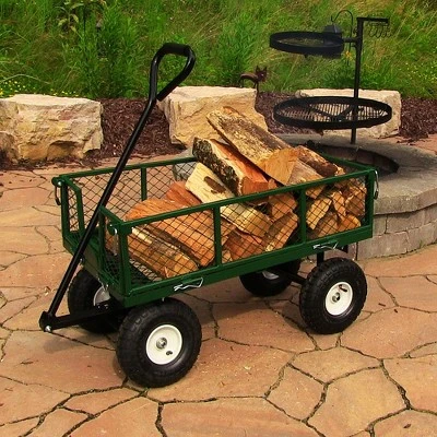 Sunnydaze Decor Sunnydaze Outdoor Lawn and Garden Heavy-Duty Durable Steel Mesh Utility Wagon Cart with Removable Sides - Green 7 Sunnydaze Decor Sunnydaze Outdoor Lawn and Garden Heavy-Duty Durable Steel Mesh Utility Wagon Cart with Removable Sides - Green - Image 5