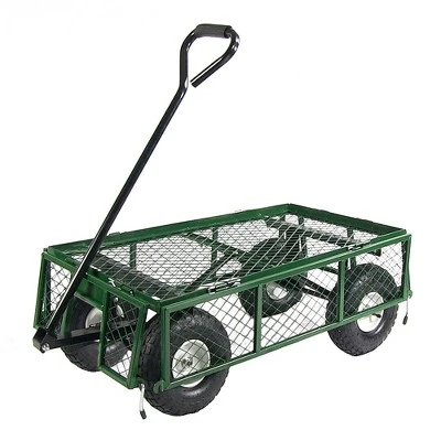 Sunnydaze Decor Sunnydaze Outdoor Lawn and Garden Heavy-Duty Durable Steel Mesh Utility Wagon Cart with Removable Sides - Green 11 Sunnydaze Decor Sunnydaze Outdoor Lawn and Garden Heavy-Duty Durable Steel Mesh Utility Wagon Cart with Removable Sides - Green - Image 9