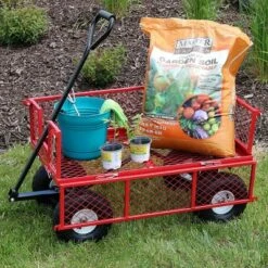Sunnydaze Decor Sunnydaze Outdoor Lawn and Garden Heavy-Duty Durable Steel Mesh Utility Wagon Cart with Removable Sides - Red -Garden Haven Store unnamed file 952
