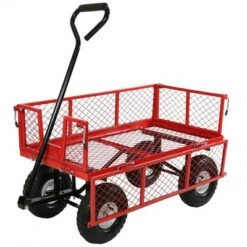 Sunnydaze Decor Sunnydaze Outdoor Lawn and Garden Heavy-Duty Durable Steel Mesh Utility Wagon Cart with Removable Sides - Red -Garden Haven Store unnamed file 953